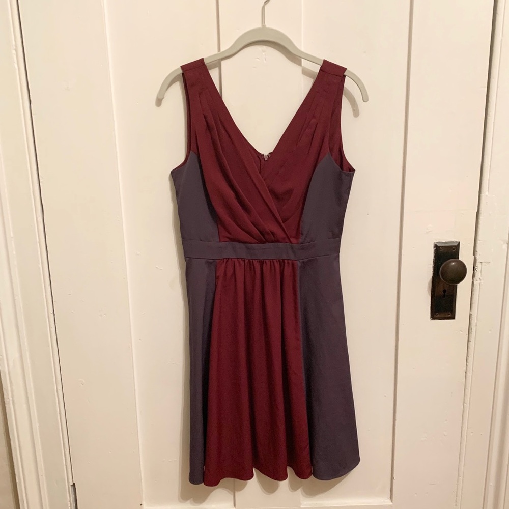 Elle Gray and Maroon Cocktail Dress Size 6